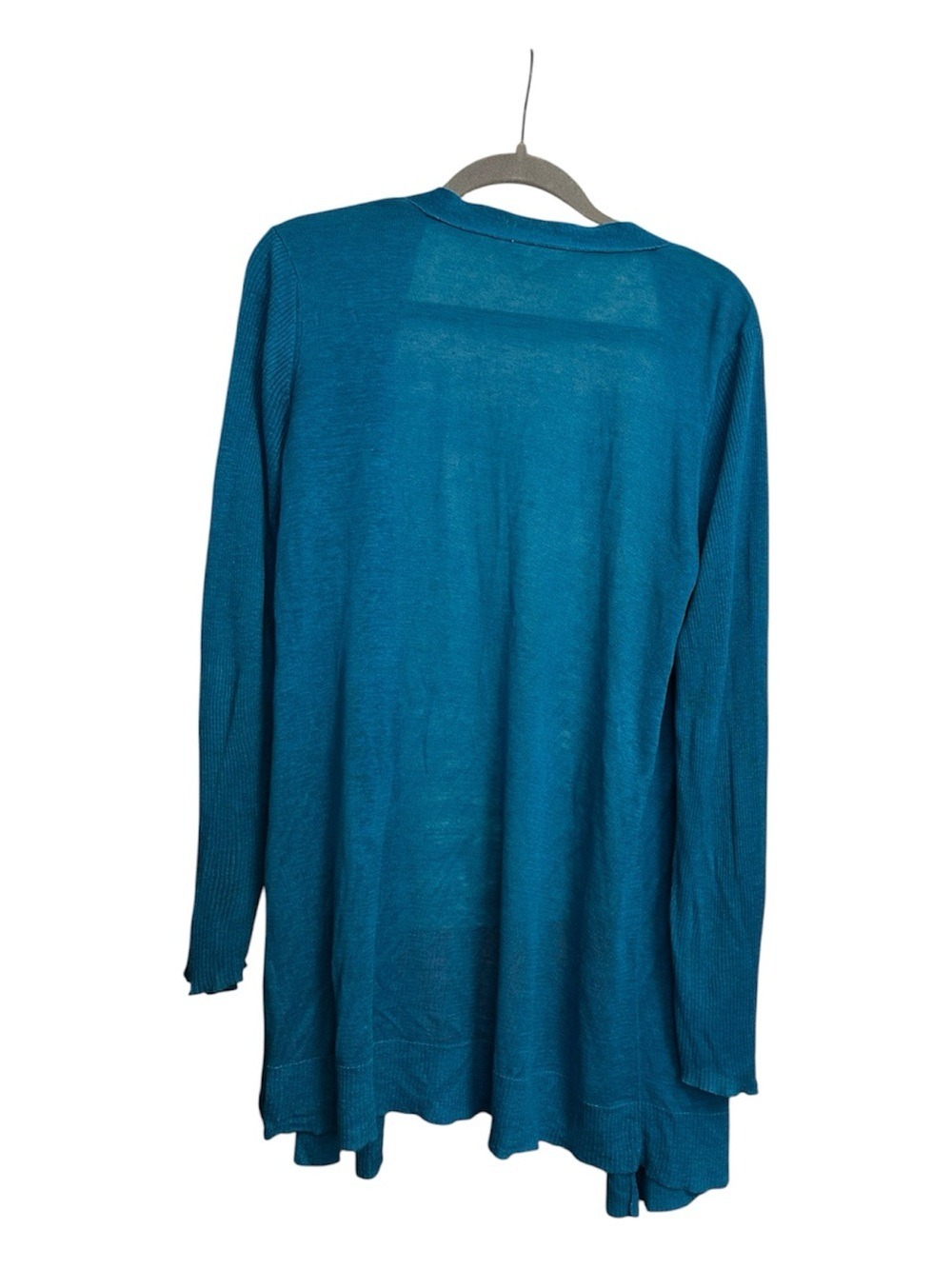 EILEEN FISHER Open Linen/Tencel Cardigan in beautiful teal/peacock - Size M - Picture 6 of 11